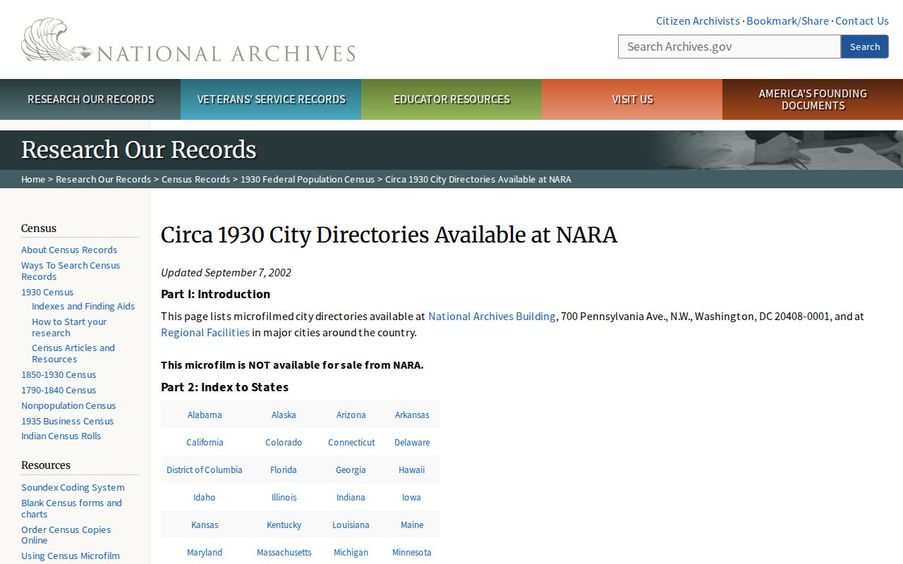 Hopkinsville city directory guidance from the National Archives