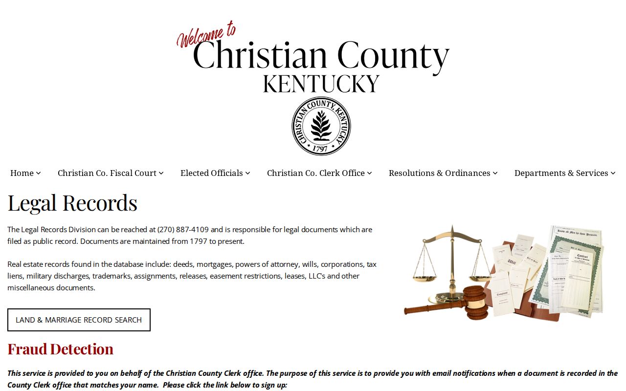 Christian County legal records coverage for the Hopkinsville residents directory